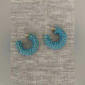 Turquoise Beaded Hoop Earrings